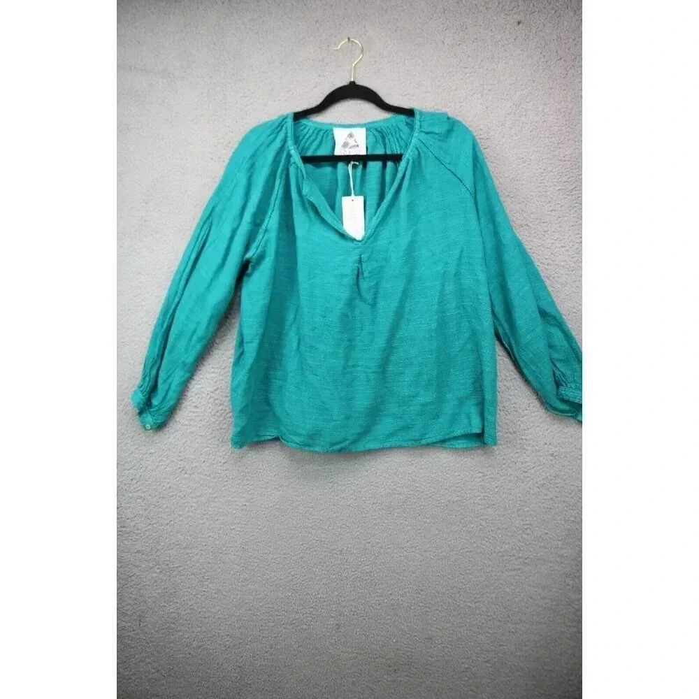 Pearl & Caviar Green Gauze Blouse-Size Xs-S